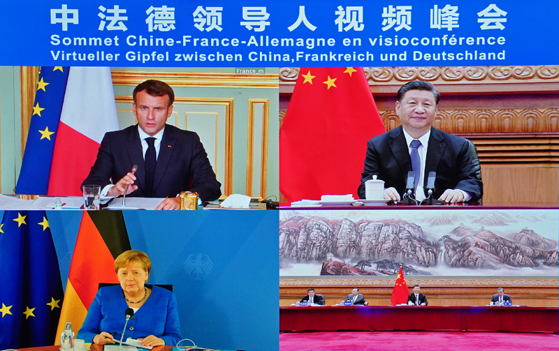 习近平同法国德国领导人举行视频峰会