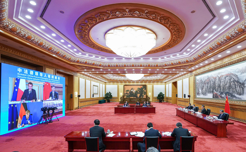 习近平同法国德国领导人举行视频峰会