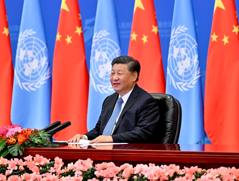习近平出席中华人民共和国恢复联合国合法席位50周年纪念会议并发表重要讲话